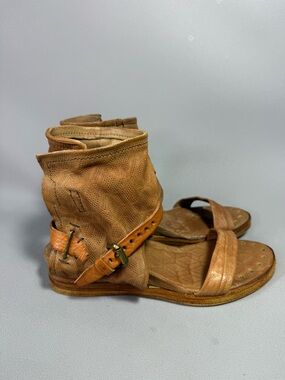 A.S.98 Benson Boot Tan Leather Ankle-Strap Sandals